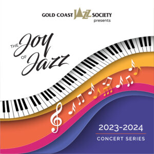 Jazz piano announcing the Gold Coast Jazz Society 2023-24 Season