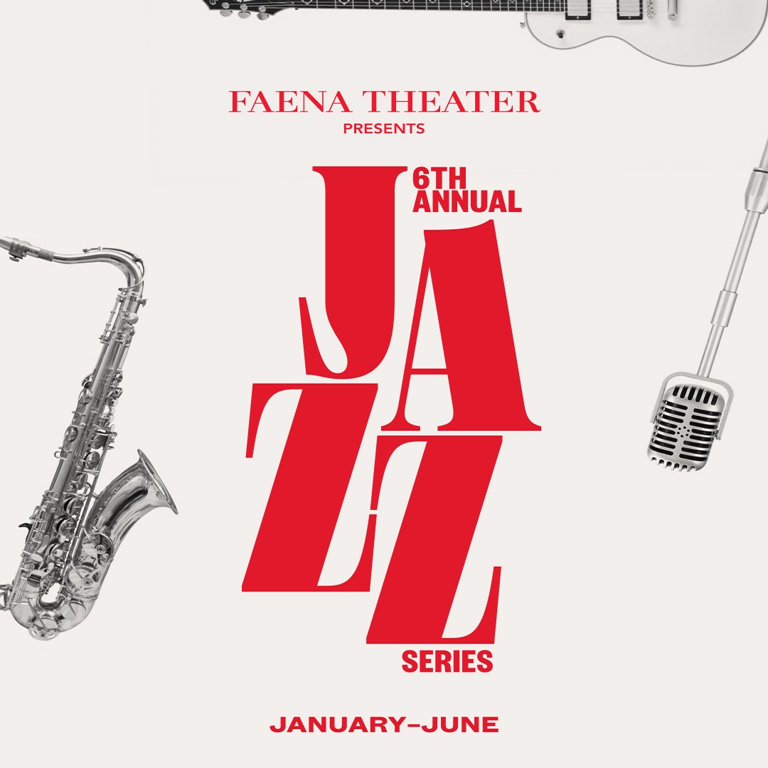 Promotional flyer for the 6th Annual Jazz Series at Faena Theater featuring Grammy-winning vocalist Jazzmeia Horn, Miami Beach. WDNA 88.9FM Serious Jazz is the authority on all things jazz from the Florida Keys to the Palm Beaches.
