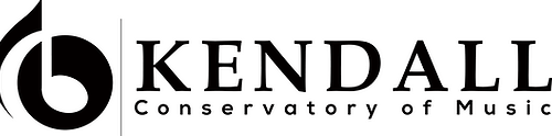Kendall Conservatory of Music logo, featuring a stylized treble clef, as a 2024 sponsor for the WDNA 88.9FM Serious Jazz Community Public Radio Music Scholarship.