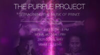 Flyer for The Purple Project event at WDNA Jazz Gallery on July 12th, featuring Nicole Yarling and Martin Bejerano reimagining the music of Prince.