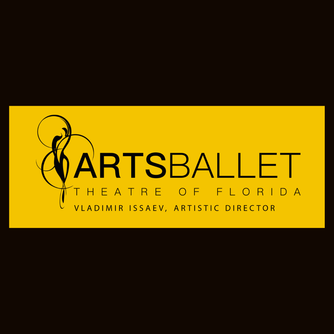 Arts Ballet Theatre of Florida logo in yellow with Vladimir Issaev, Artistic Director.