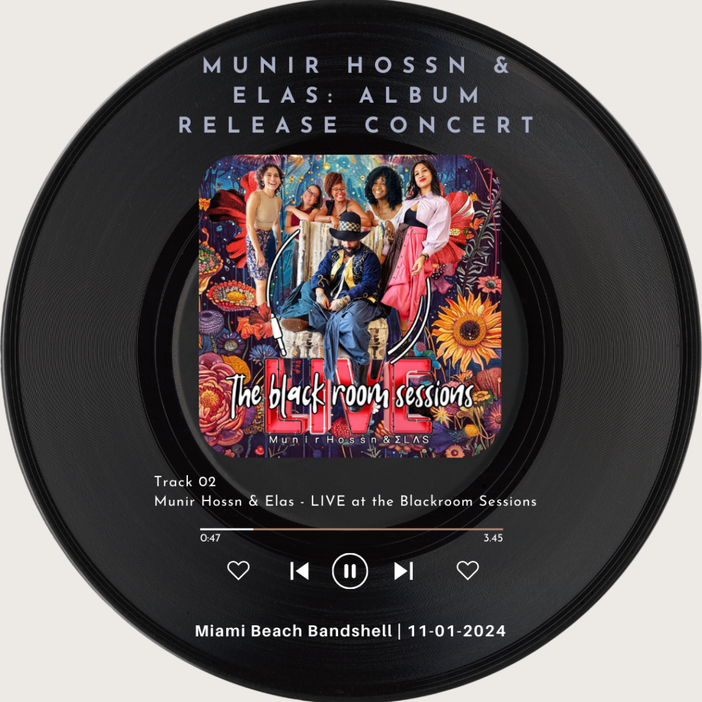 Munir Hossn & Elas performing live at Miami Beach Bandshell for their album release concert The Black Room Sessions, November 1, 2024.