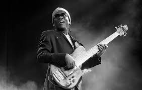 Richard Bona playing bass at SJO Jazz 1st Fridays, Lyric Theater, November 1, 2024.