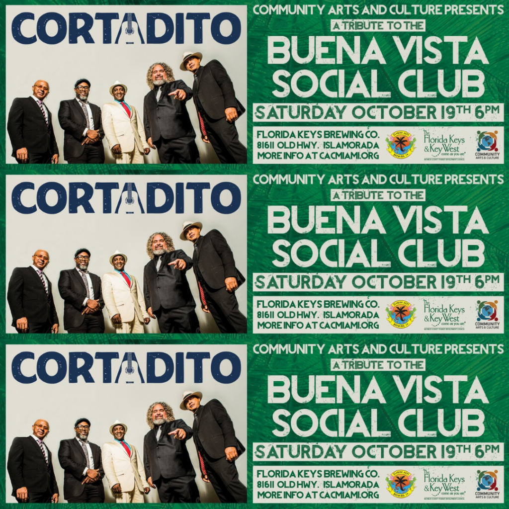 Cortadito band performing a tribute to Buena Vista Social Club, set for October 19th at Florida Keys Brewing Co. in Islamorada, presented by Community Arts and Culture.