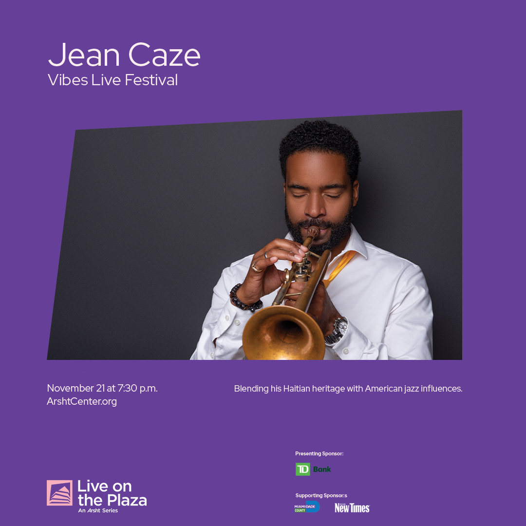 Jean Caze playing trumpet, performing live at the Vibes Live Festival on November 21, showcasing Haitian and American jazz fusion.