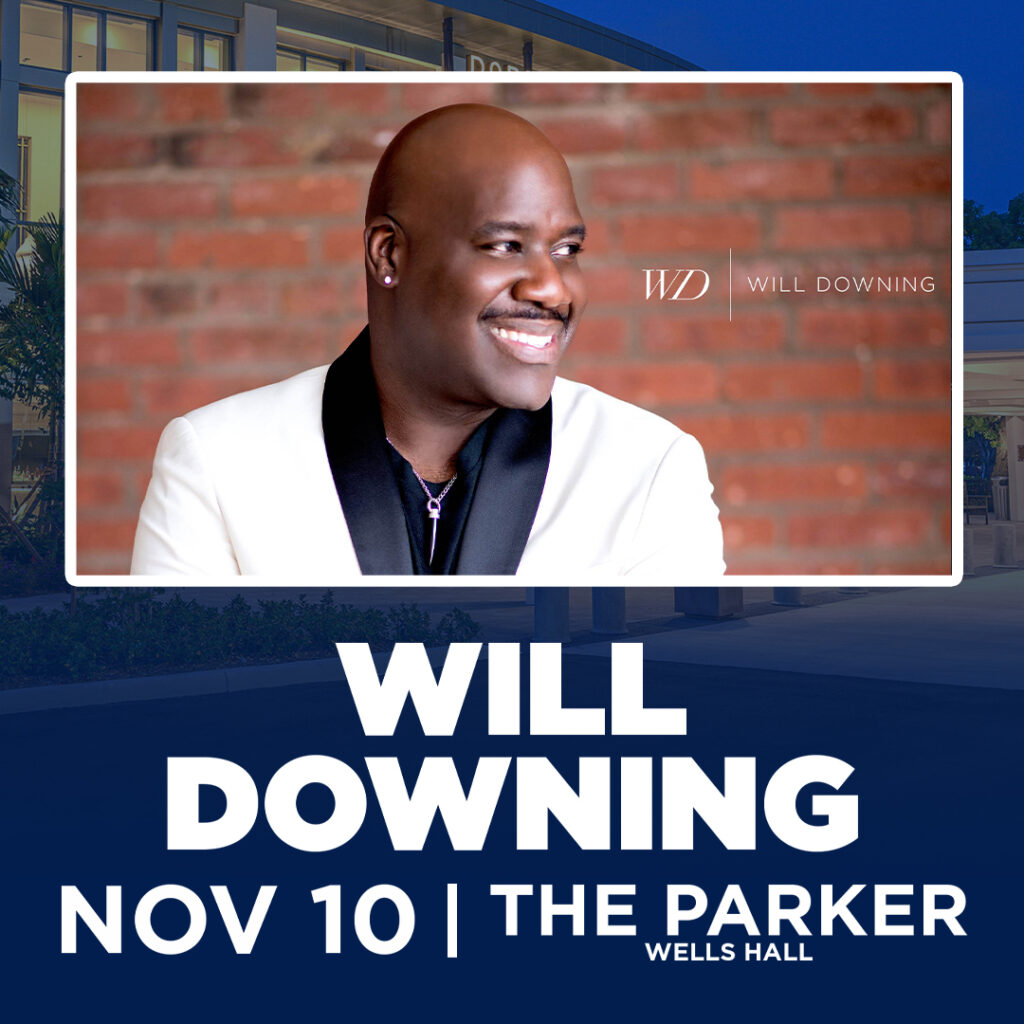 Will Downing smiling in a white blazer, performing at The Parker's Wells Hall on November 10, 2024.